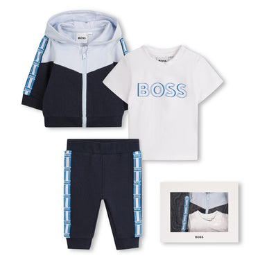 BOSS set de pants con playera para bebe azul marino